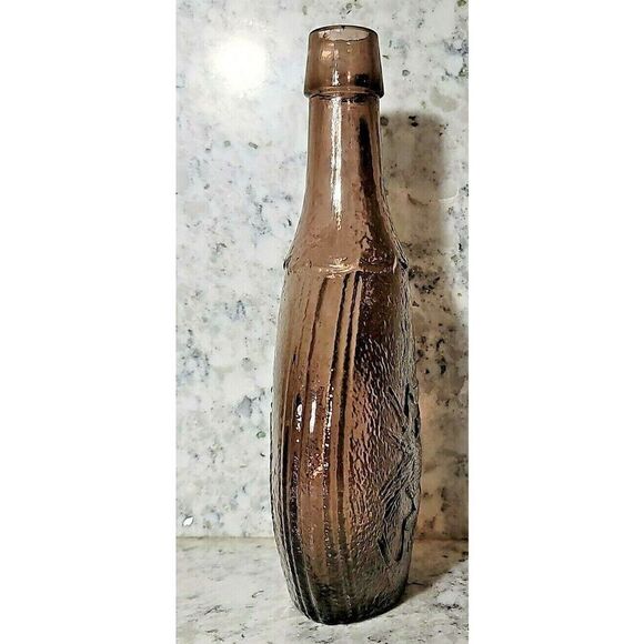 Wheaton N J Frosted Glass‎ Bottle Union Clasped Hands Dove Shield 9 1/8” Purple - Picture 3 of 6